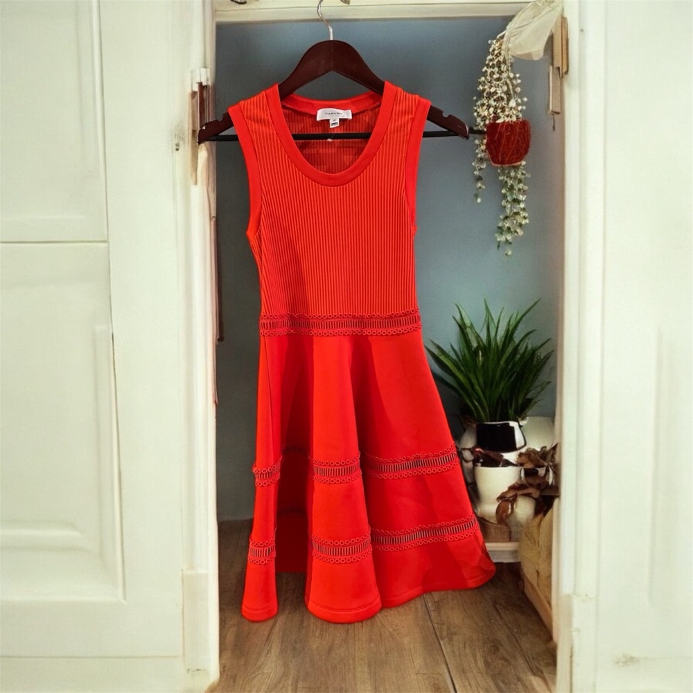 Carven NWOT Orange-Red Fit & Flare Short Dress